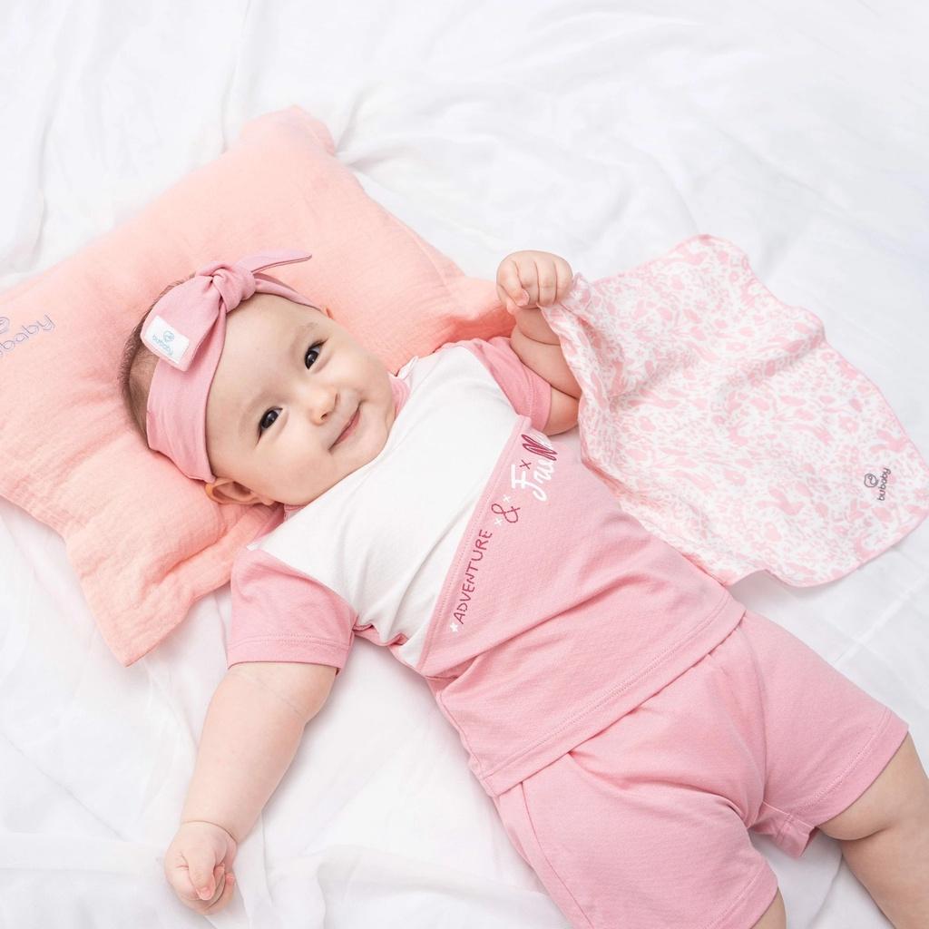 Bộ cộc tay Bamboo cotton Bu baby BBC130101 cho bé từ 6 tháng đến 4 tuổi - Hồng