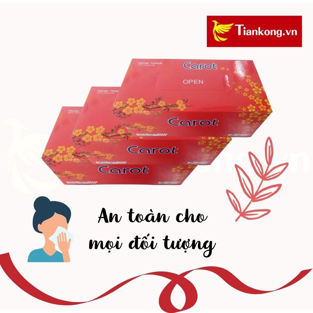 Khăn giấy rút Carot đa năng hộp 180 tờ mềm mại thấm hút tốt  - TIANKONG