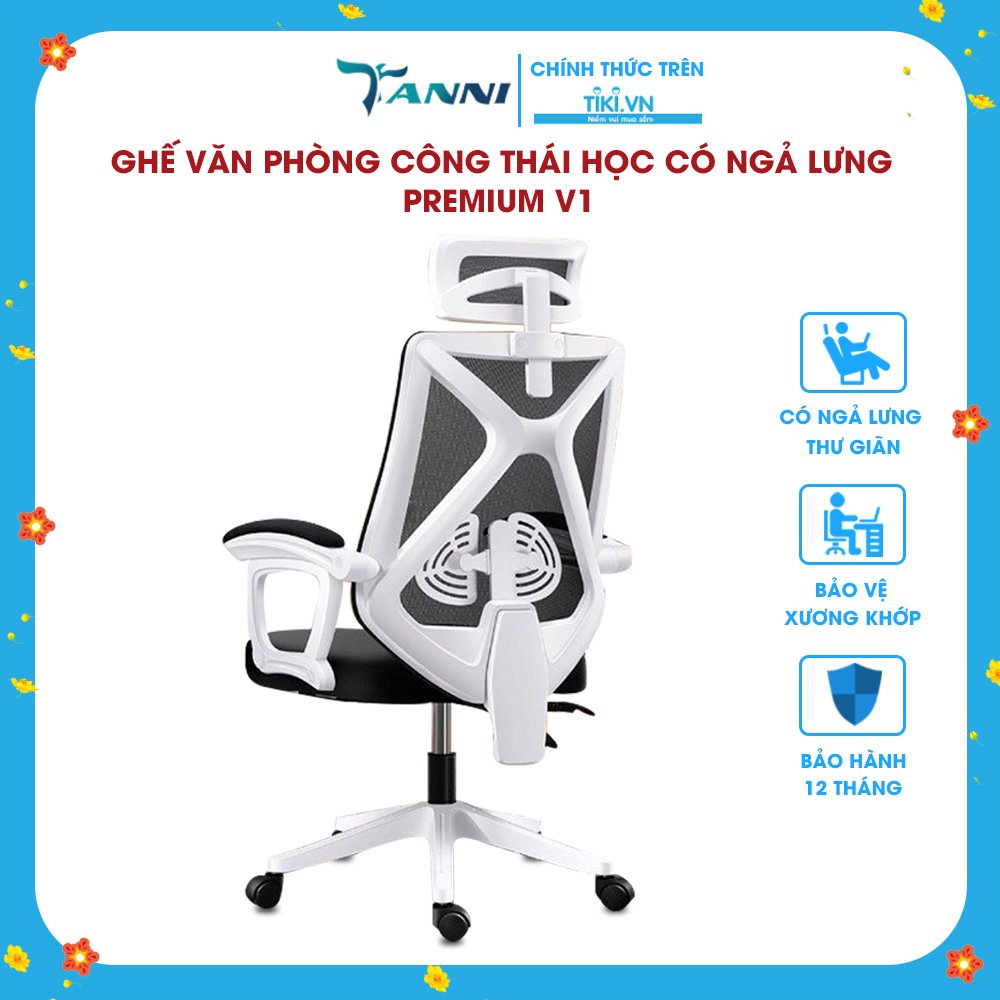 Ghế Xoay Văn Phòng Công Thái Học Có Ngả Lưng Premium V1 , Ghế Xoay Ngồi Làm Việc Ergonomic Cao Cấp Nhập Khẩu