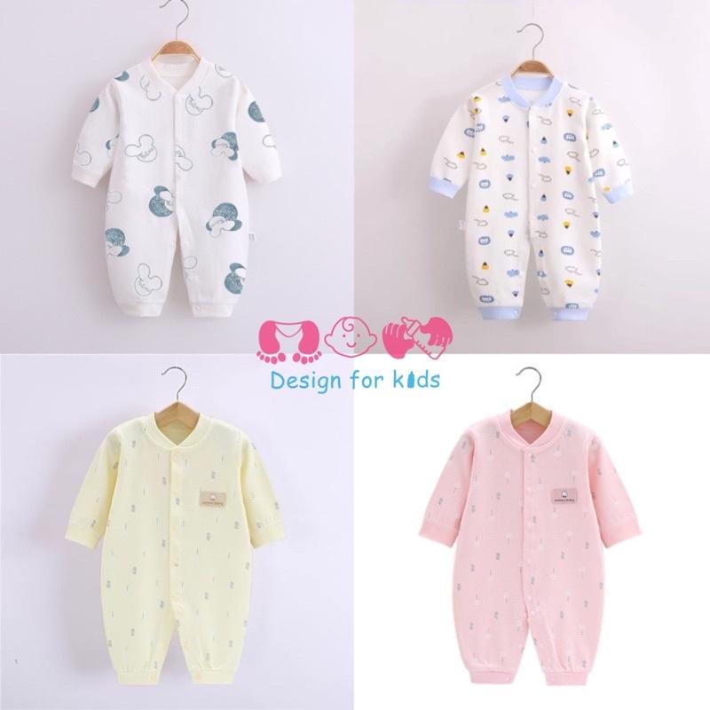 Bodysuit / Sleepsuit kín cổ, không tất chân vải cotton mềm cho bé trai và bé gái