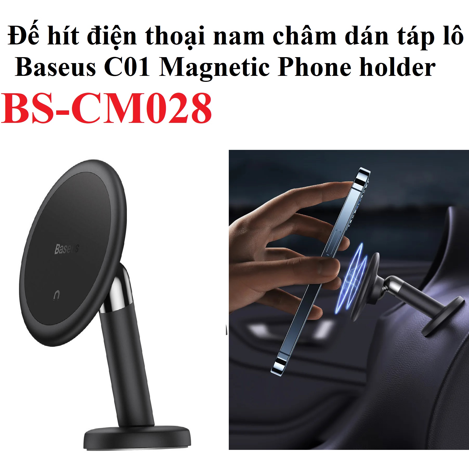 Đế hít điện thoại nam châm dán táp lô trên xe hơi Baseus C01 Magnetic phone Holder BS-CM028 _ hàng chính hãng