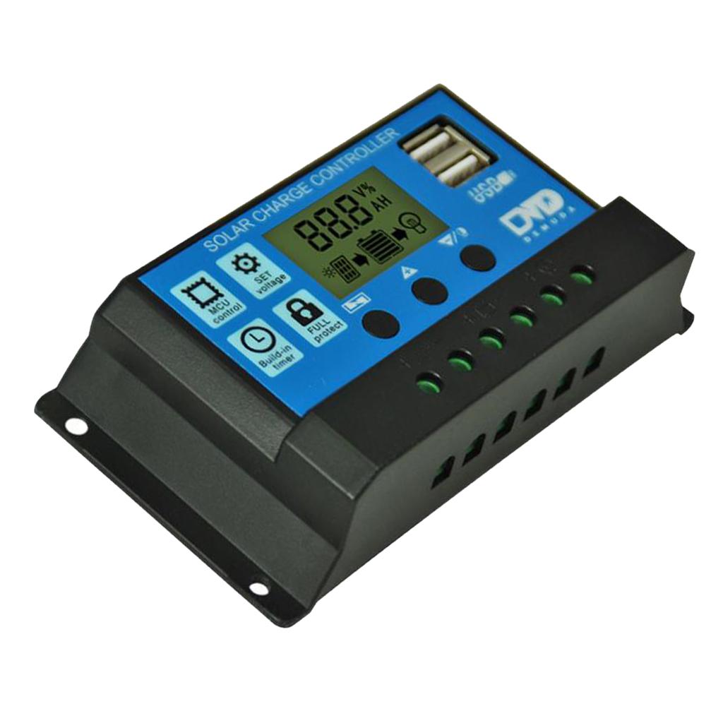 60A LCD PWM Solar Panel Battery Regulator Charge Controller Dual USB