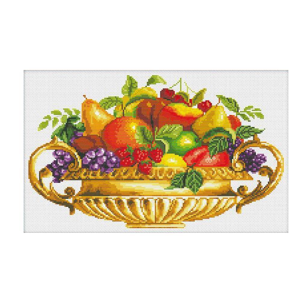 DIY Stamped Cross Stitch Kit Pre-Printed Pattern - Fruits 11 Count 55x36cm