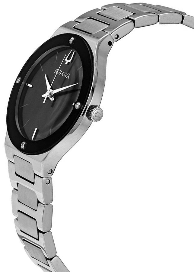 Đồng Hồ Nữ Bulova Đính Kim Cương Dây Thép Không Gỉ 96R231 - Mặt Xà Cừ