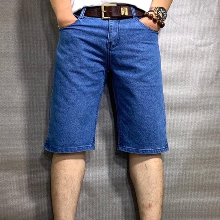 Quần Short Jean Nam Phom Xuông THOITRANG24H Vải Trơn Không Co Dãn Bền Màu Không Lỗi Thời Đủ Size