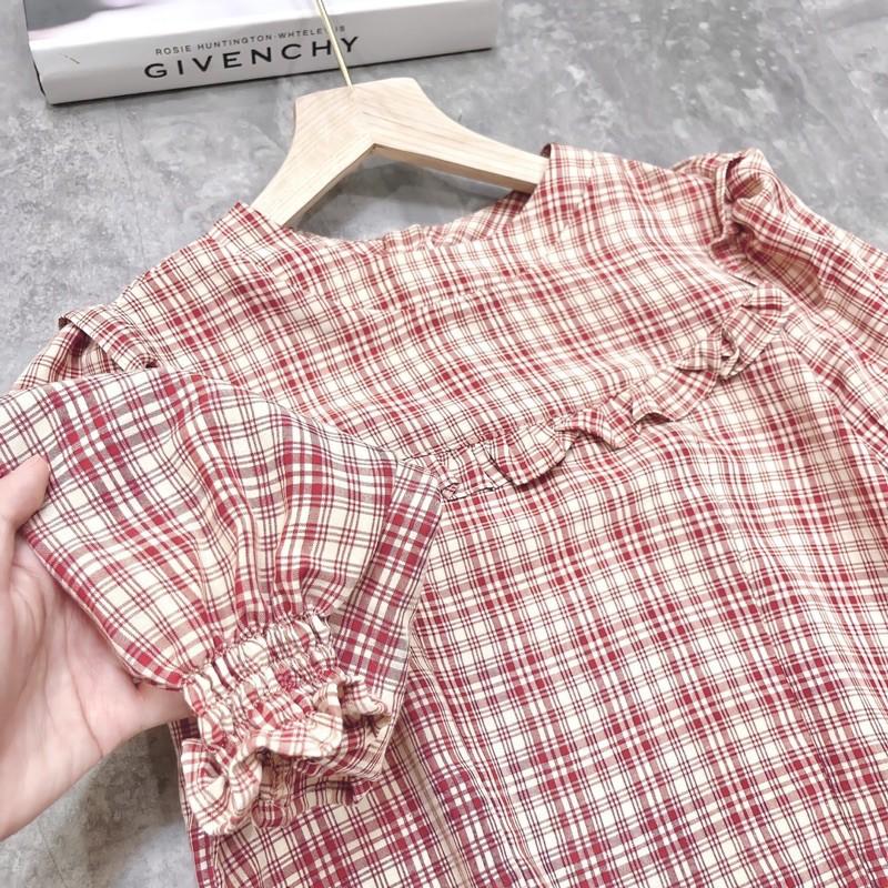 Bán sỉ áo sơ mi kẻ bèo cổ chun tay