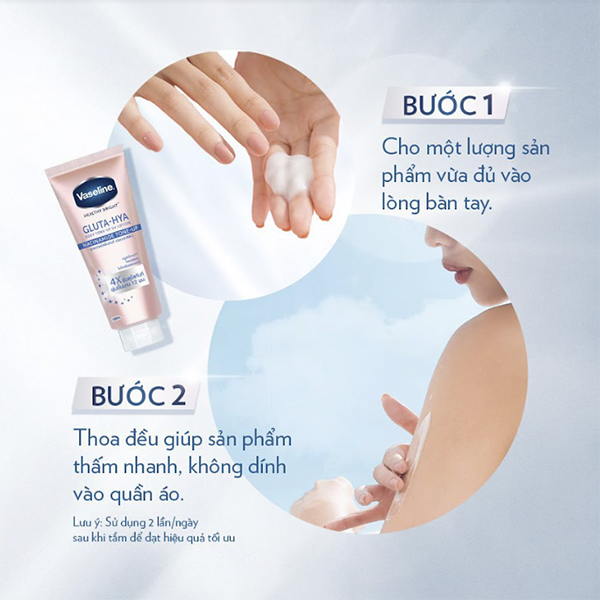 Combo 2 Vaseline Gluta-Hya Dưỡng Thể Nâng Tông Tức Thì Gấp 4x 300ML/tuýp