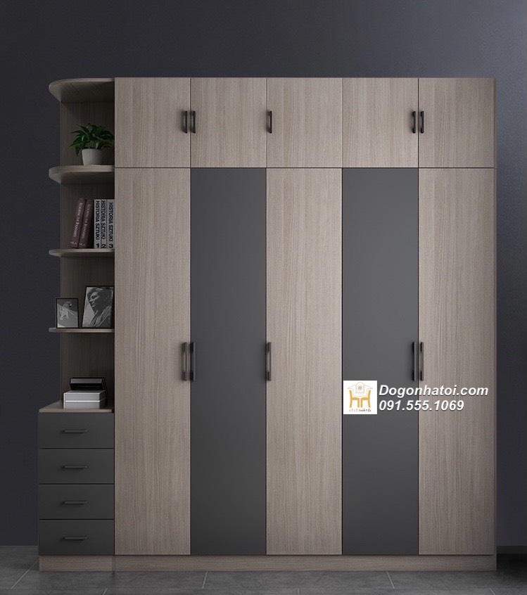 Tủ quần áo gỗ công nghiệp 4 cánh đẹp C2m4 x D2m - TA251