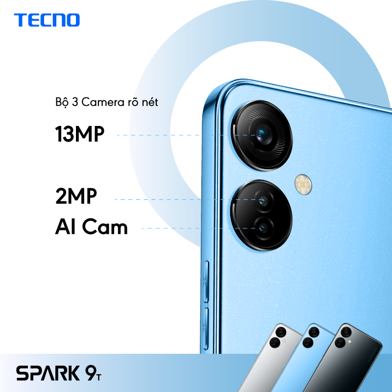 Điện thoại thông minh Tecno Spark 9T 4GB/64GB - Camera selfie 32MP - Hàng Chính Hãng