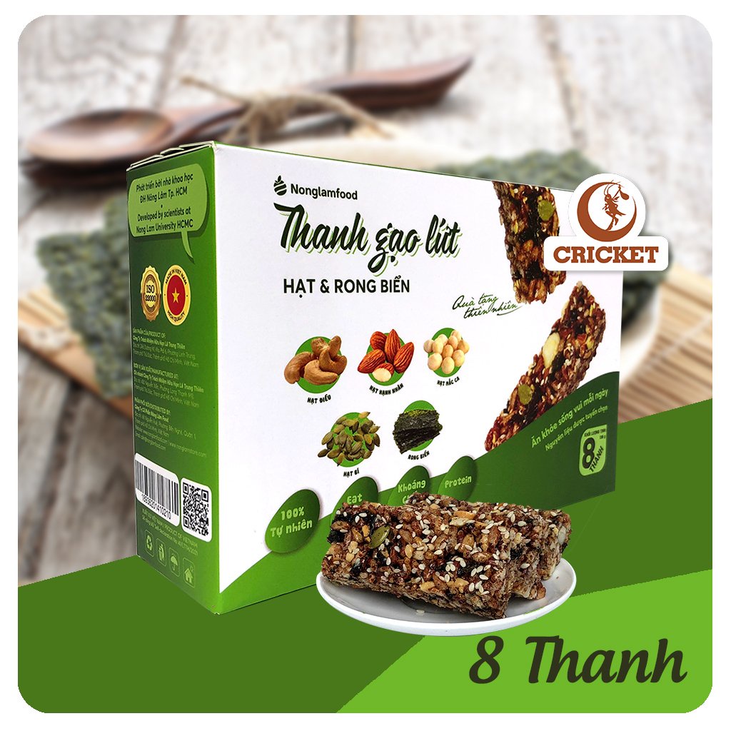 [ Ăn Kiêng ] Thanh Gạo Lứt Hạt &amp; Rong Biển Nông Lâm Food thơm ngon hảo hạng - Hộp 8 Thanh (8 thanh x 17gr)