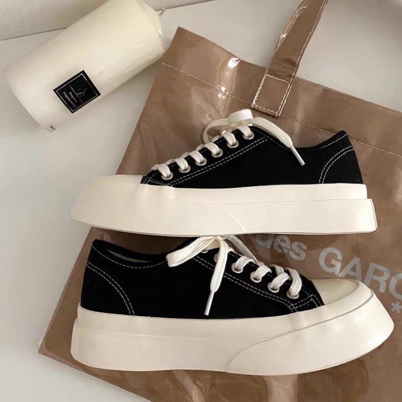 Giày thể thao nữ độn đế 4cm bánh mỳ basic vải canvas bata mới hot phong cách retro ulzzang đẹp cá tính đẹp