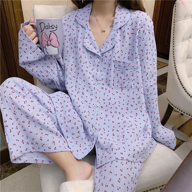 Bộ ngủ / mặc nhà Cherry Pyjamas dài 3 màu