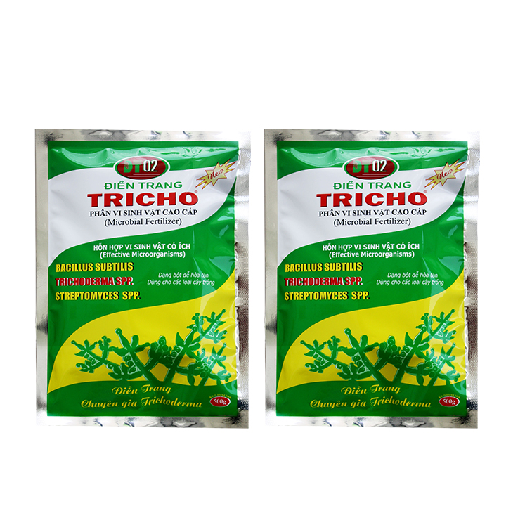 Combo 2 gói chế phẩm vi sinh Trichoderma 500g dạng bột cho hoa lan, hoa hồng, kiểng, cây ăn trái (nấm đối kháng Trichoderma, Bacillus subtilis) phòng ngừa nấm bệnh hại - Microbial fertilzer