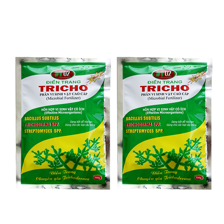 Combo 2 gói chế phẩm vi sinh Trichoderma 500g dạng bột cho hoa lan, hoa hồng, kiểng, cây ăn trái phòng ngừa nấm bệnh hại - Microbial fertilzer