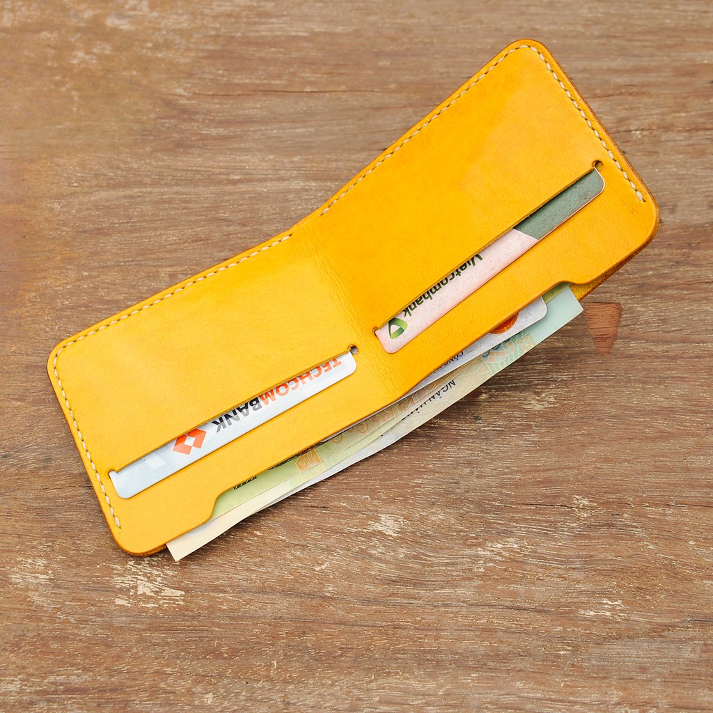 Ví thủ công da bò đồ da Handmade màu vàng VI600