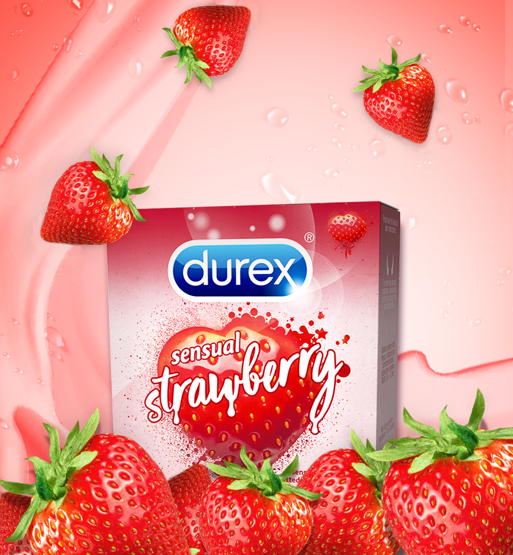 Hình ảnh Bao cao su Durex Sensual Strawberry hộp 3 bao