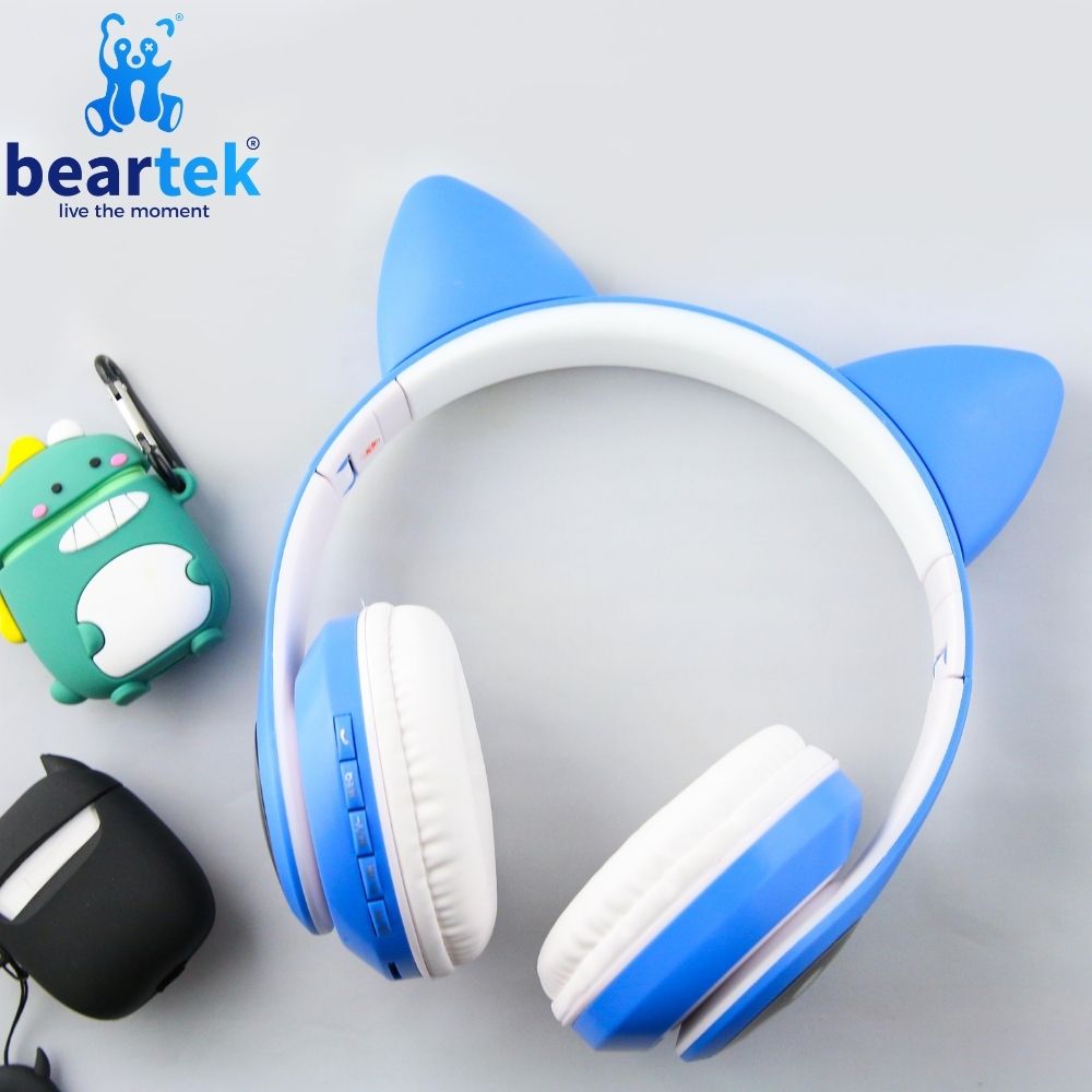 Tai Nghe Mèo Bluetooth BEARTEK Chụp Tai HP000028 Headphone Tai Mèo Dễ Thương Có Mic Âm Bass Mạnh Mẽ Bảo – Hàng Chính Hãng