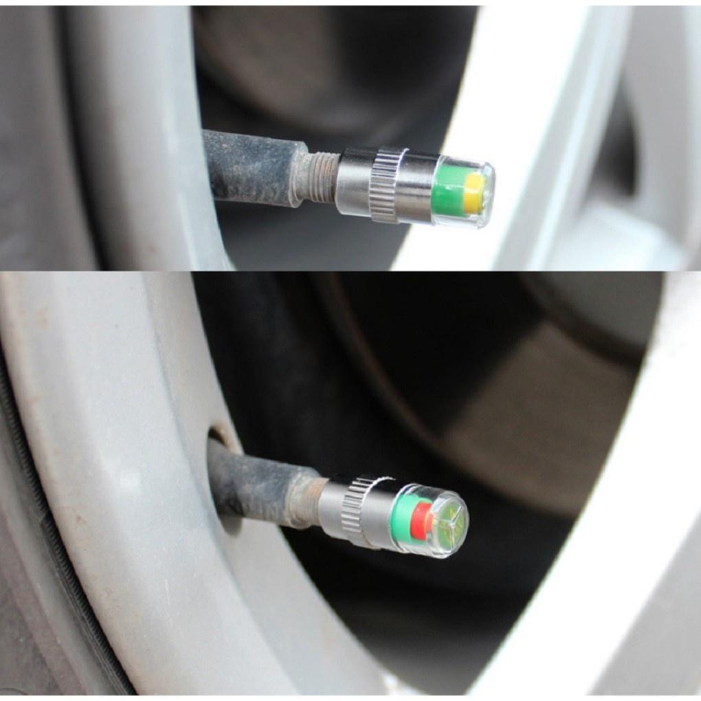 (LOẠI TỐT) Bộ 4 nắp van cảm biến theo dõi áp suất lốp ô tô loại tốt hiển thị 3 màu giúp bạn kiểm soát xe an toàn