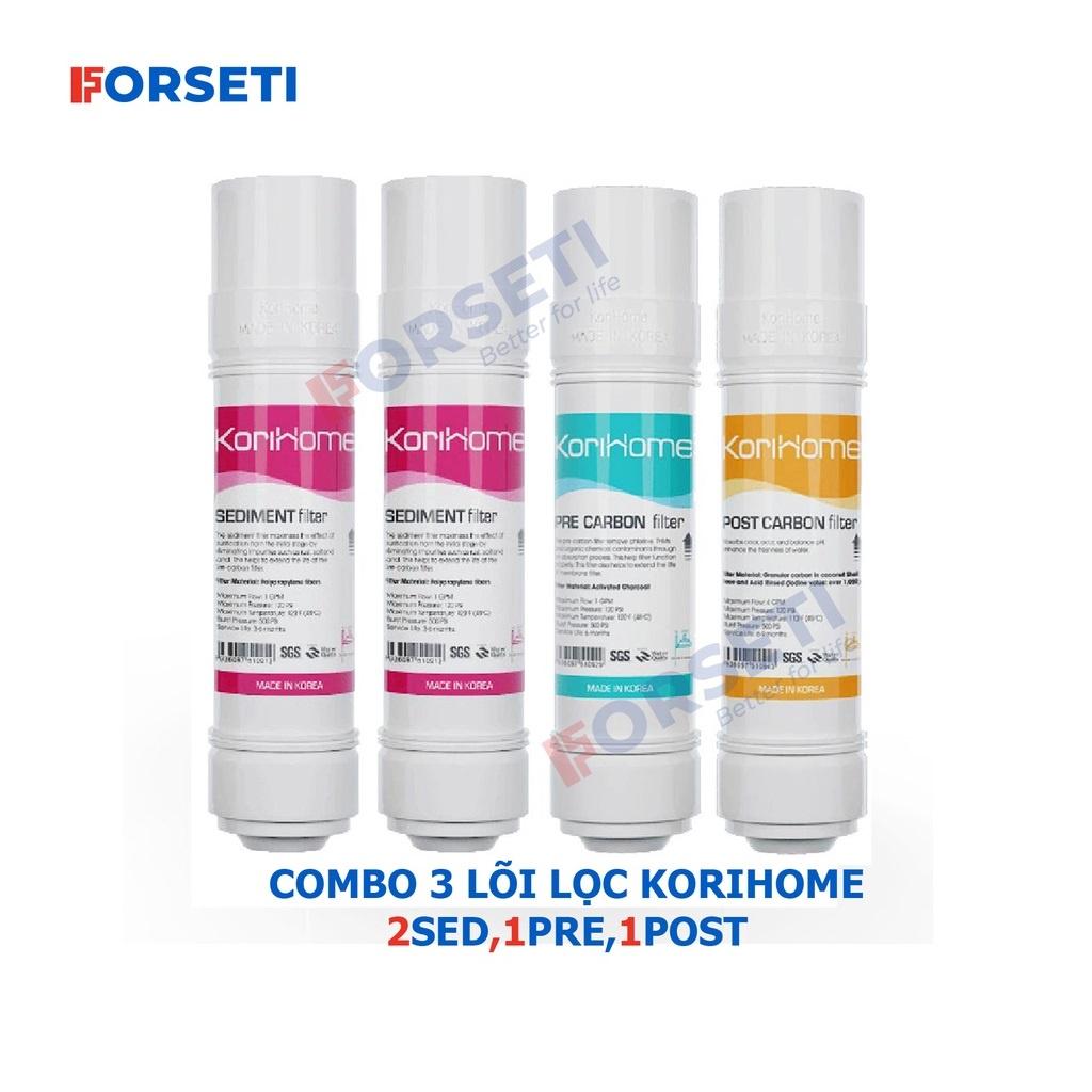 Combo 2 lõi sediment + 1 lõi Precarbon + 1 lõi post carbon Korihome chính hãng dùng cho tất cả các đời máy Korihome - Hàng Chính Hãng