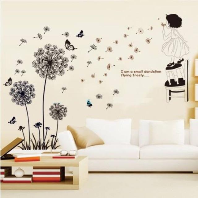 BỘ KÊT HỢP Decal trang trí tường - BỒ CÔNG ANH và Cô gái thổi BỒ CÔNG ANH