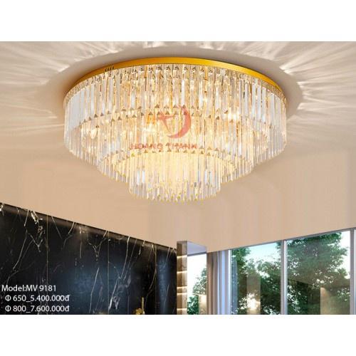 Pha lê chuẩn - Đèn mâm pha lê ốp trần MV9181 - KT 65x65xh40cm