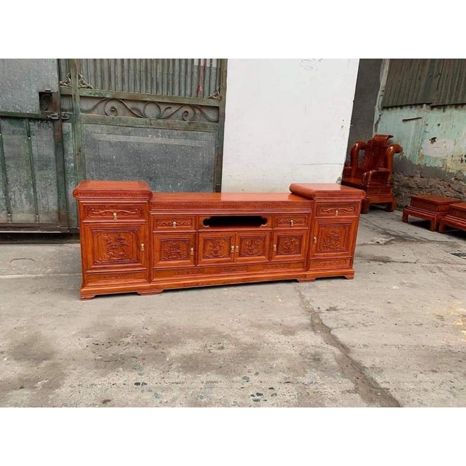 kệ tivi mõ gỗ hương đá kt 2m4