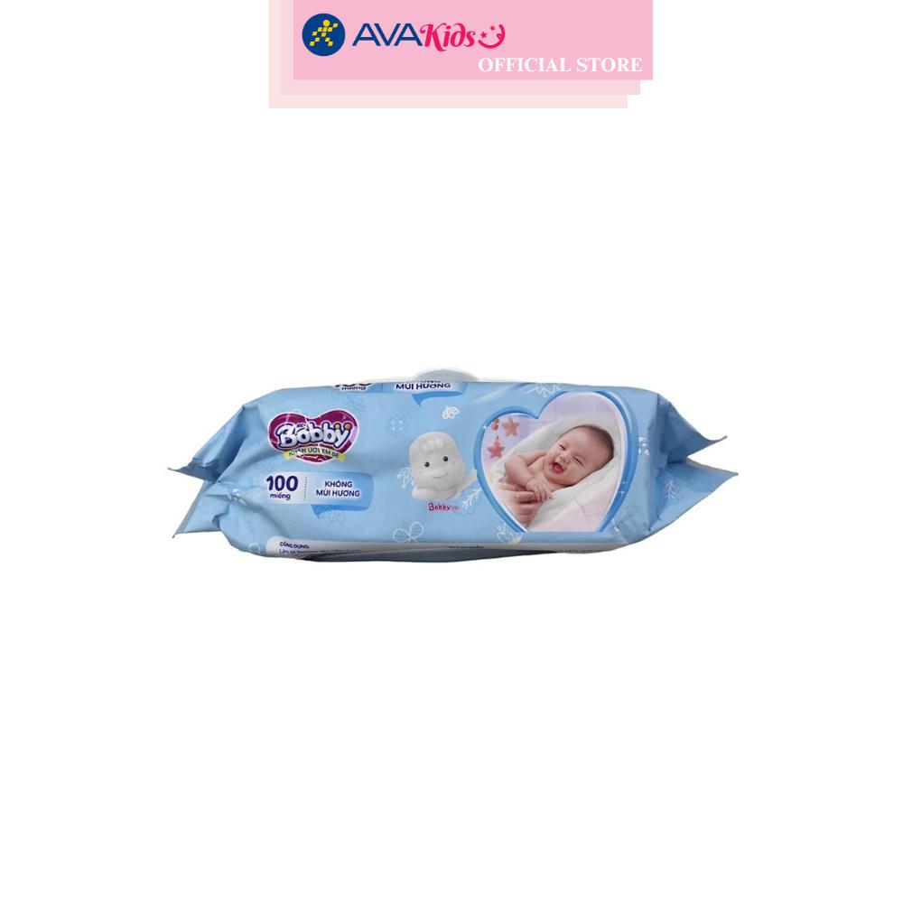 Khăn ướt Bobby dịu nhẹ cho da nhạy cảm không mùi gói 100 miếng