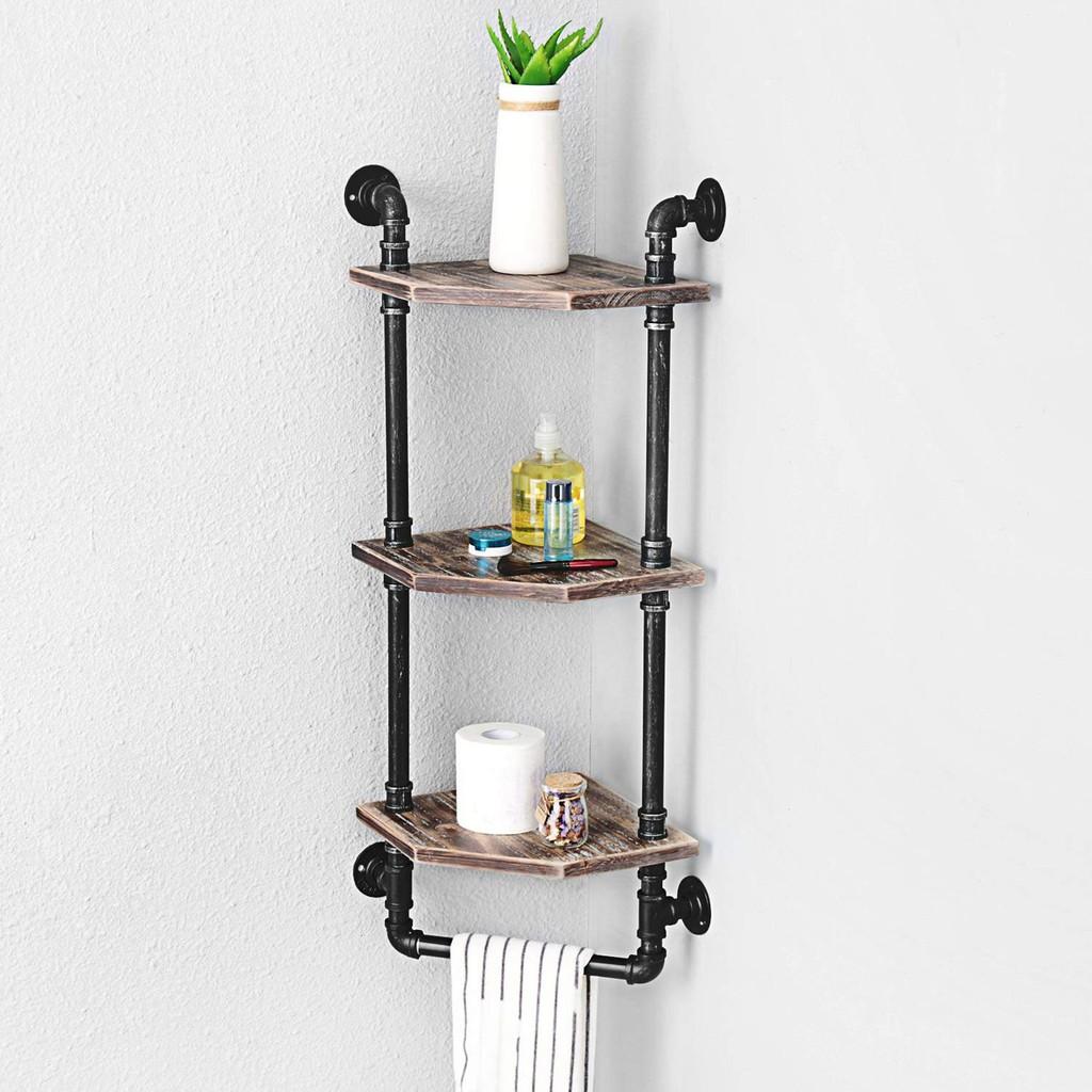 Kệ ống nước treo tường vintage, kệ ống nước 3 tầng trang trí chất liệu ống sắt decor phòng đẹp, quán cà phê,