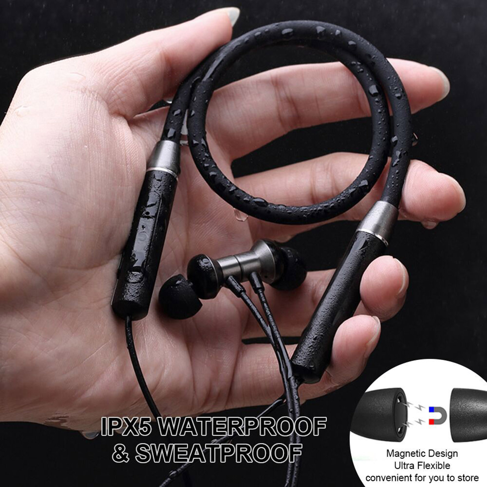 Tai Nghe Thể Thao Không Dây Bluetooth 5.0 Hút Từ Tính IPX5 Chống Nước
