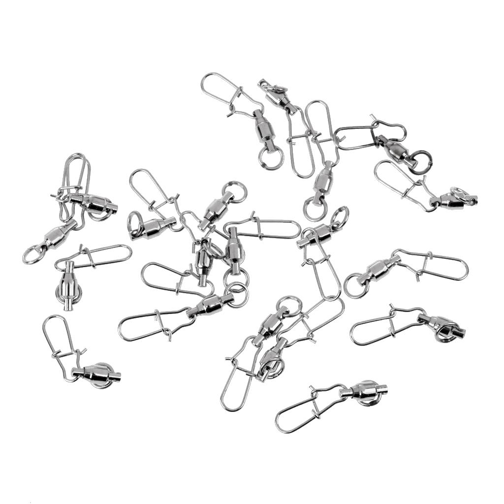 20 Pieces High-strength Fishing Ball Bearing Swivels with Nice Snaps 0#