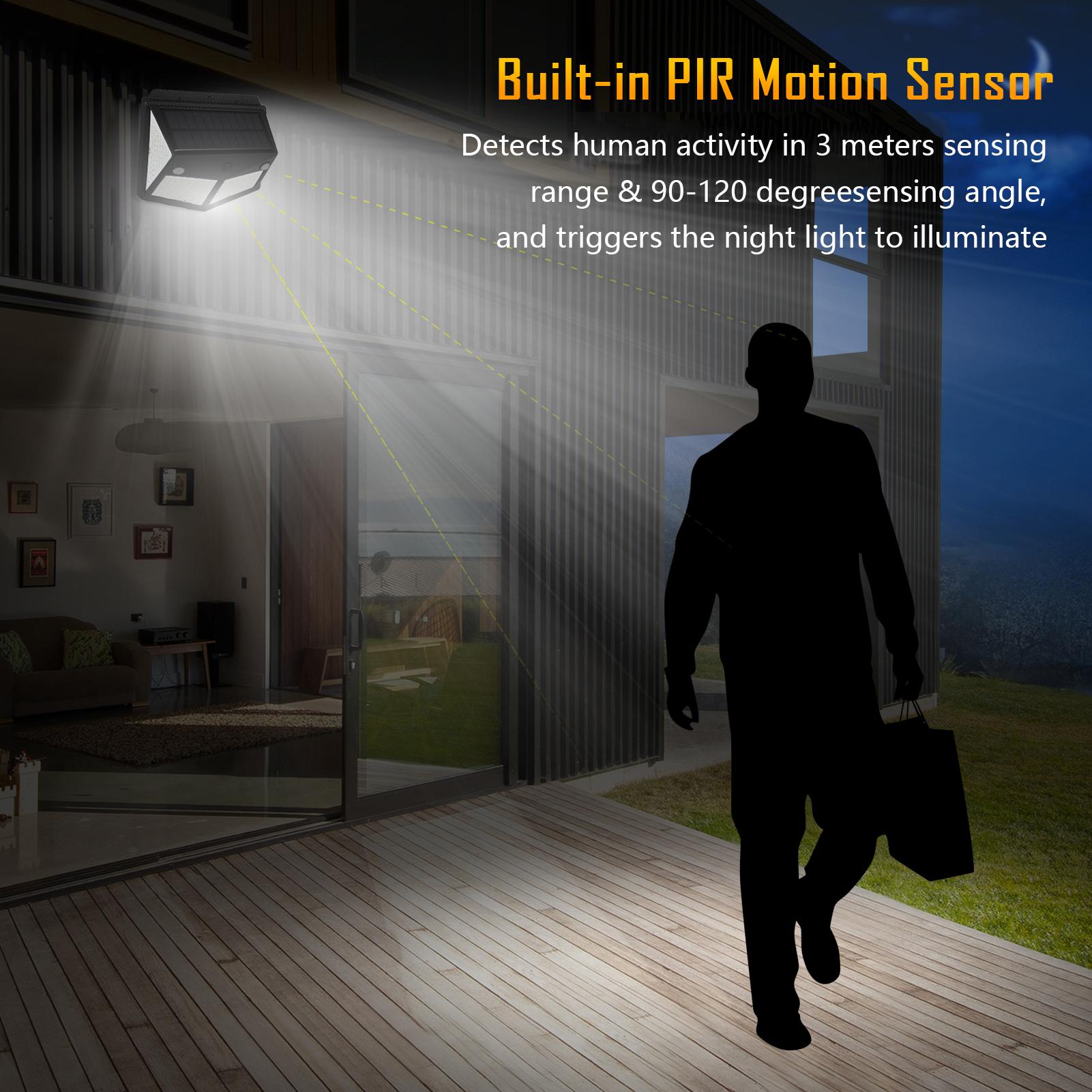 2 cái Đèn cảm biến chuyển động năng lượng mặt trời không dây 280 LED với 3 chế độ không thấm nước