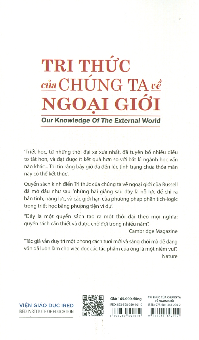 Sách IRED Books - Tri Thức Của Chúng Ta Về Ngoại Giới (Our Knowledge Of The External World)