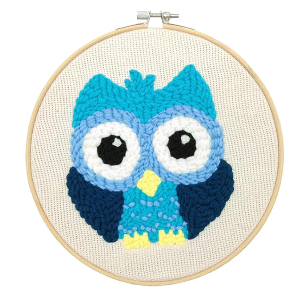 2 Sets Animal Owl Punch Kits With Punch Embroidery Pen DIY Crafts