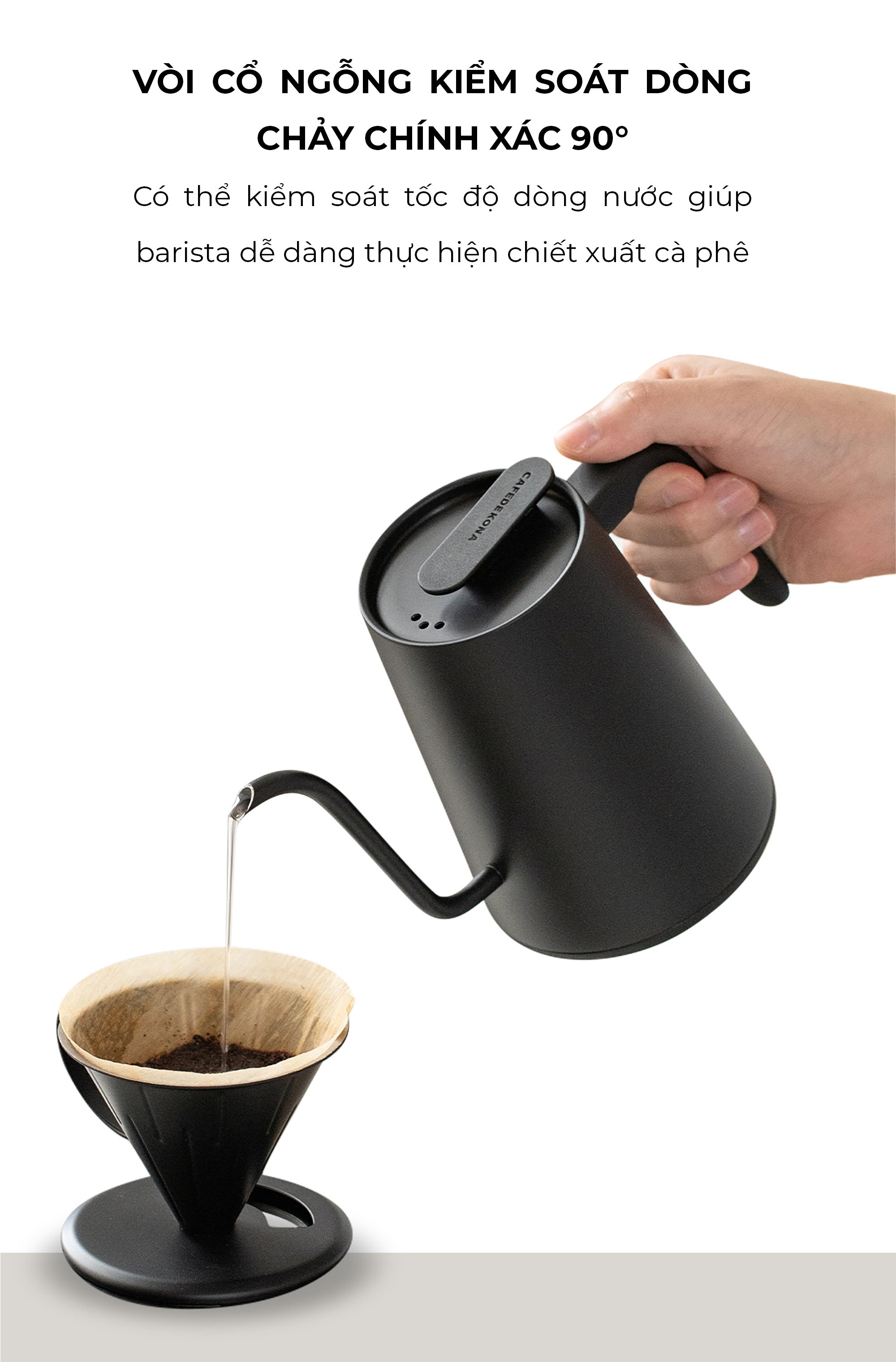 Bếp ấm cổ ngỗng đun nấu siêu tốc giữ nhiệt 600ml CAFE DE KONA