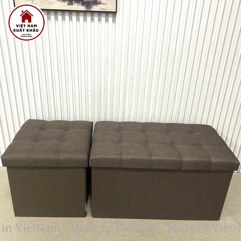 Bộ 2 ghế sofa kiêm thùng hộp đựng đồ hàng Việt Nam size XL 70x39xcao40cm & size L 39x39xcao40cm chất vải Oxford 600D