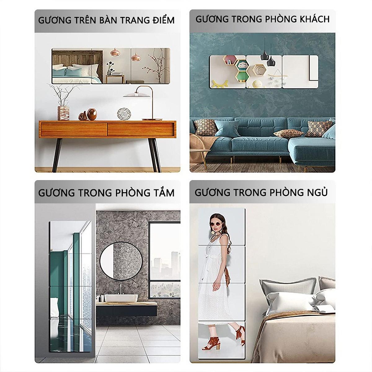 Gương Dán Tường Dẻo Chống Vỡ Chống Thấm Nước Tự Dính Trang Trí Nhà Cửa Gương Dán Nhà Tắm