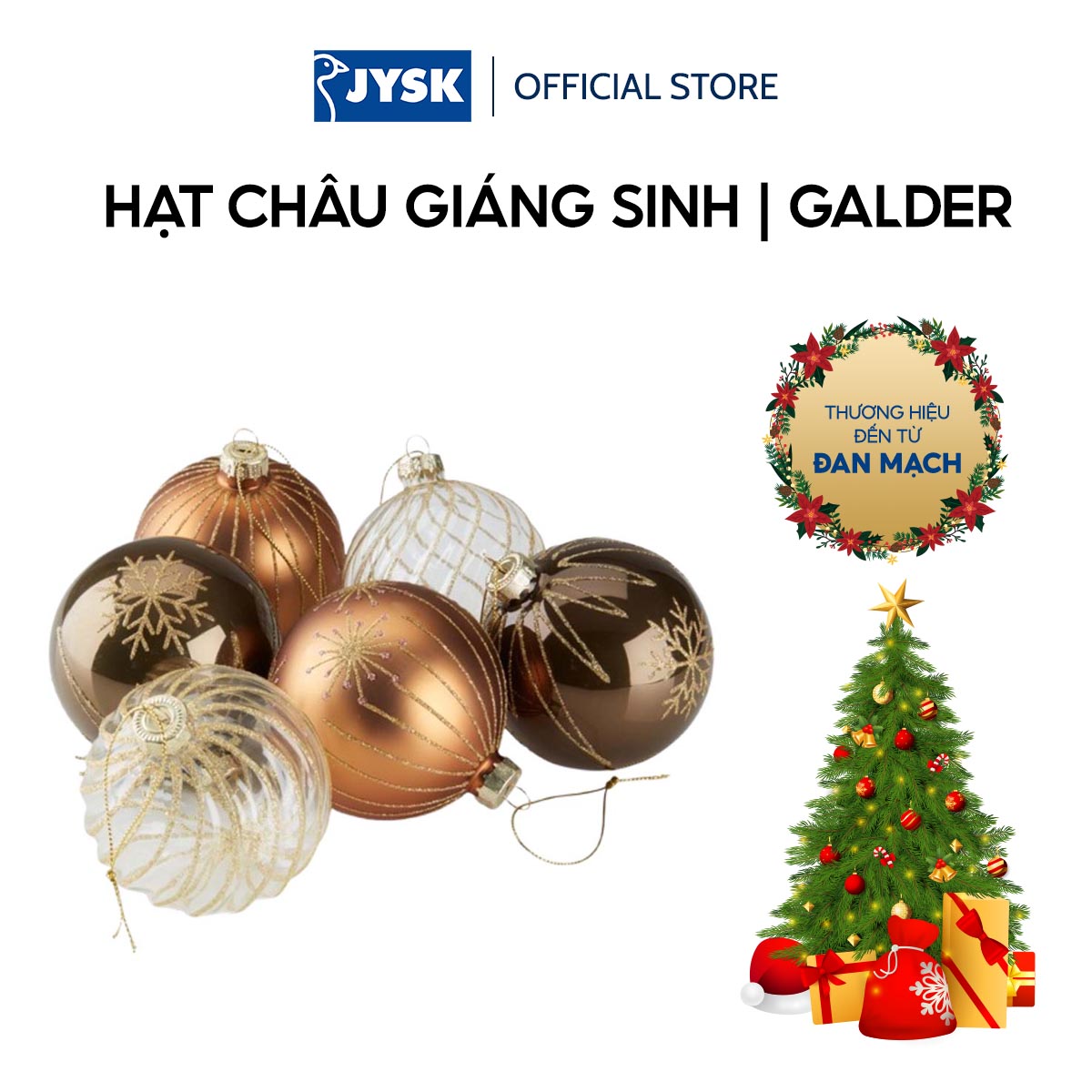 Bộ 6 hạt châu trang trí giáng sinh | JYSK Galder | thủy tinh | nhiều màu | DK6xC10cm