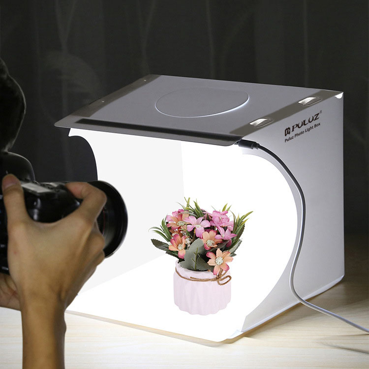 Hộp chụp sản phẩm mini gấp gọn, tích hợp đèn led cao cấp Puluz PU5021 (tặng 06 phông nền), hàng chính hãng