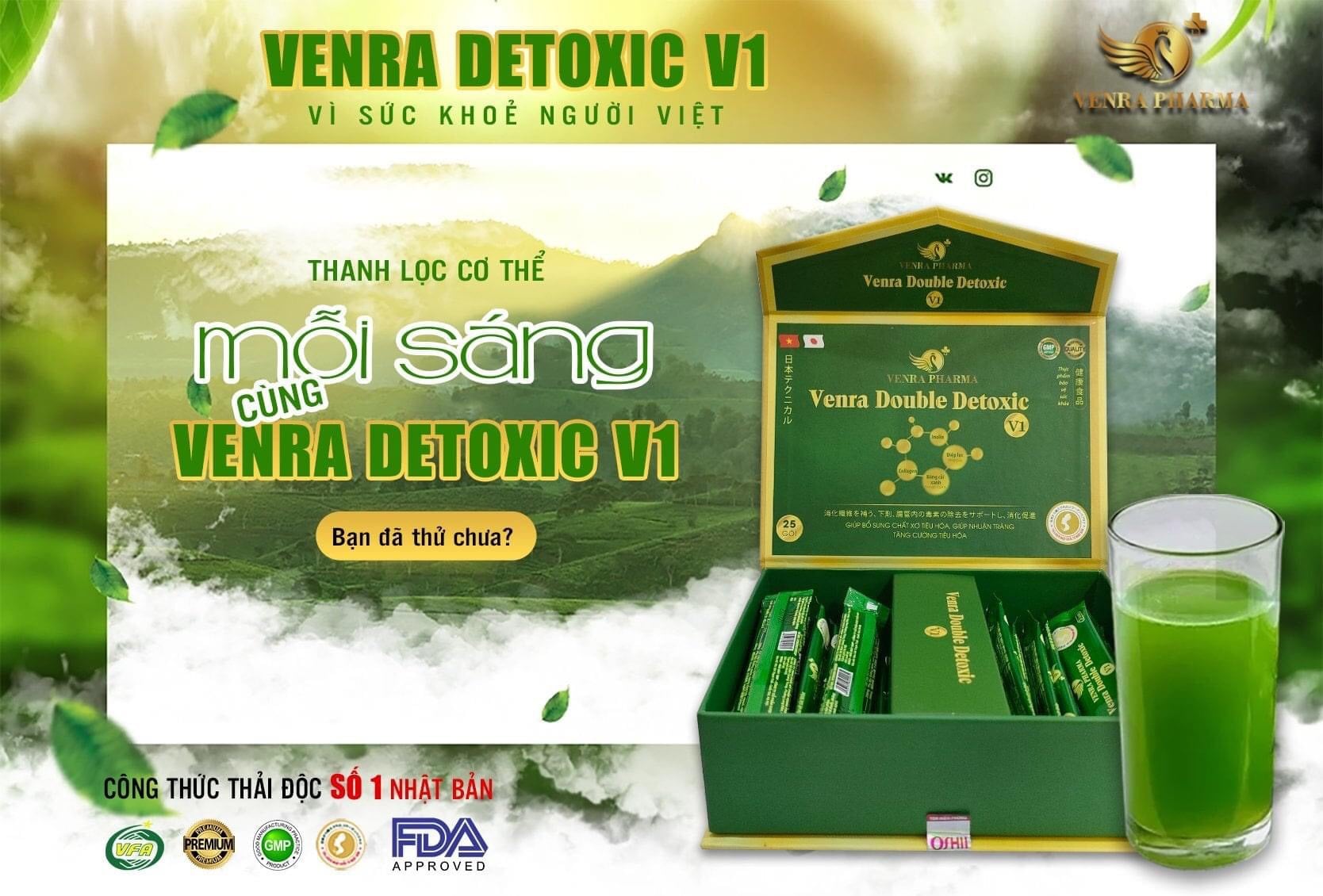 Bột Uống Thải Độc Kép Tăng Sức Đề Kháng Venra Double Detoxic