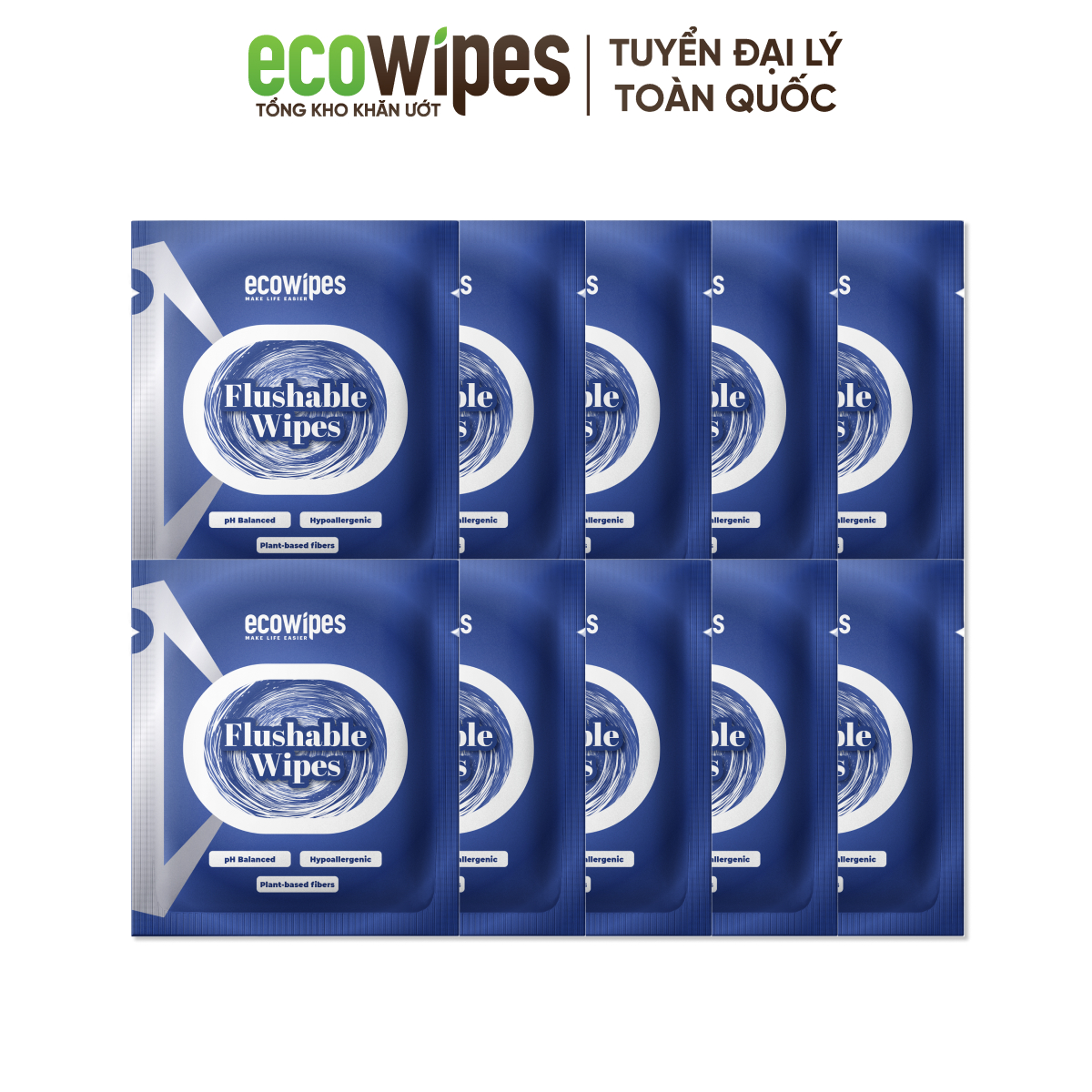 Khăn Ướt Flushable EcoWipes Gói 1 Tờ Khăn Lau Vệ Sinh Tự Phân Hủy Trong Nước