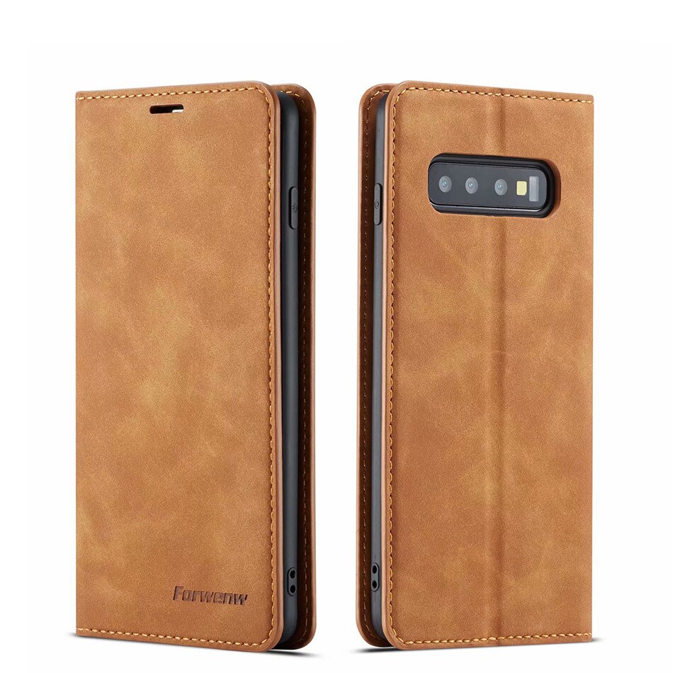 Bao da bò non dạng ví hãng Greencase dành cho Samsung S10 5G - Hàng chính hãng