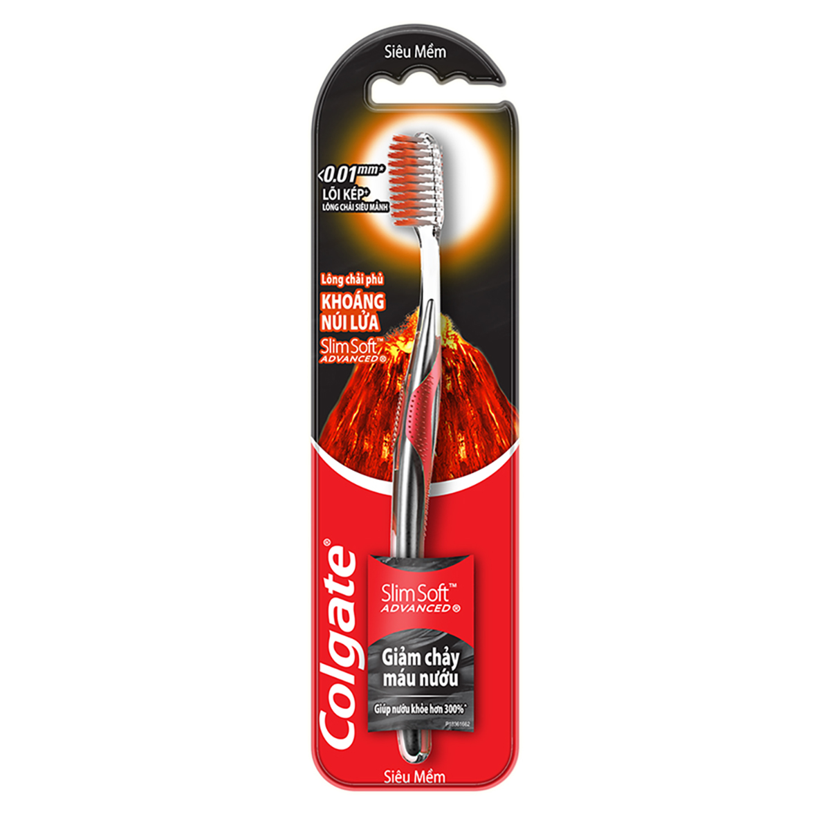 Bàn chải đánh răng Colgate ngăn chảy máu nướu SlimSoft Advanced từ khoáng núi lửa siêu mềm mảnh