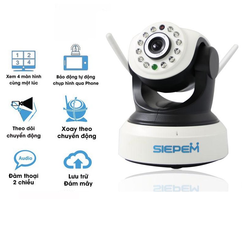 Camera IP Wifi SIEPEM S6203 Pro hỗ trợ độ phân giải HD 720p 1Mpx (Trắng) Hàng Nhập Khẩu