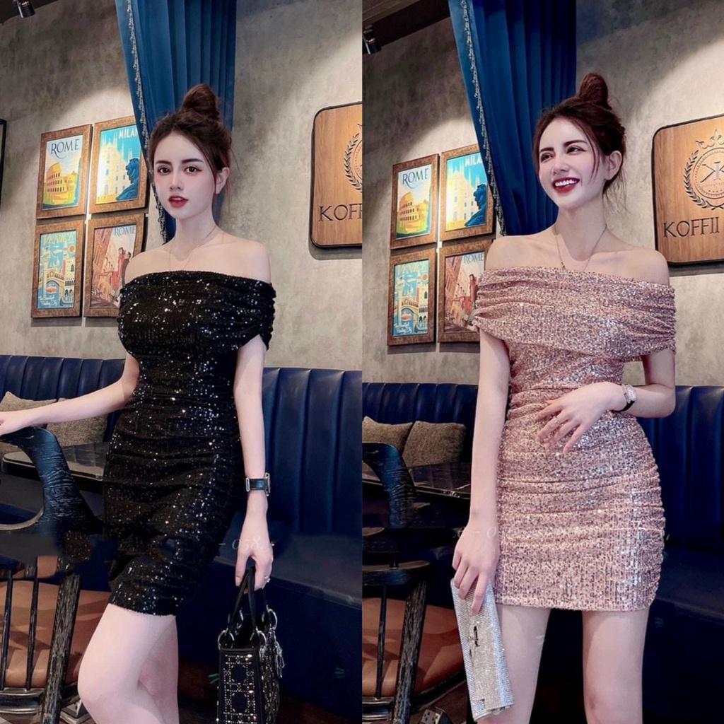FREESHIP Đầm váy nữ body 2 lớp trễ vai 3 màu thời trang cao cấp duyên dáng gợi cảm DS