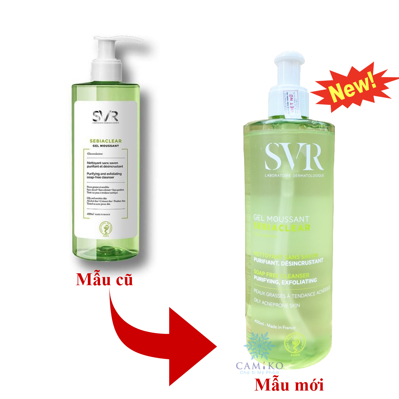 Sữa rửa mặt làm sạch không xà phòng dành cho da nhờn mụn SVR Sebiaclear Gel 400ml + tặng Tẩy tế bào chết Sebamed 10ml