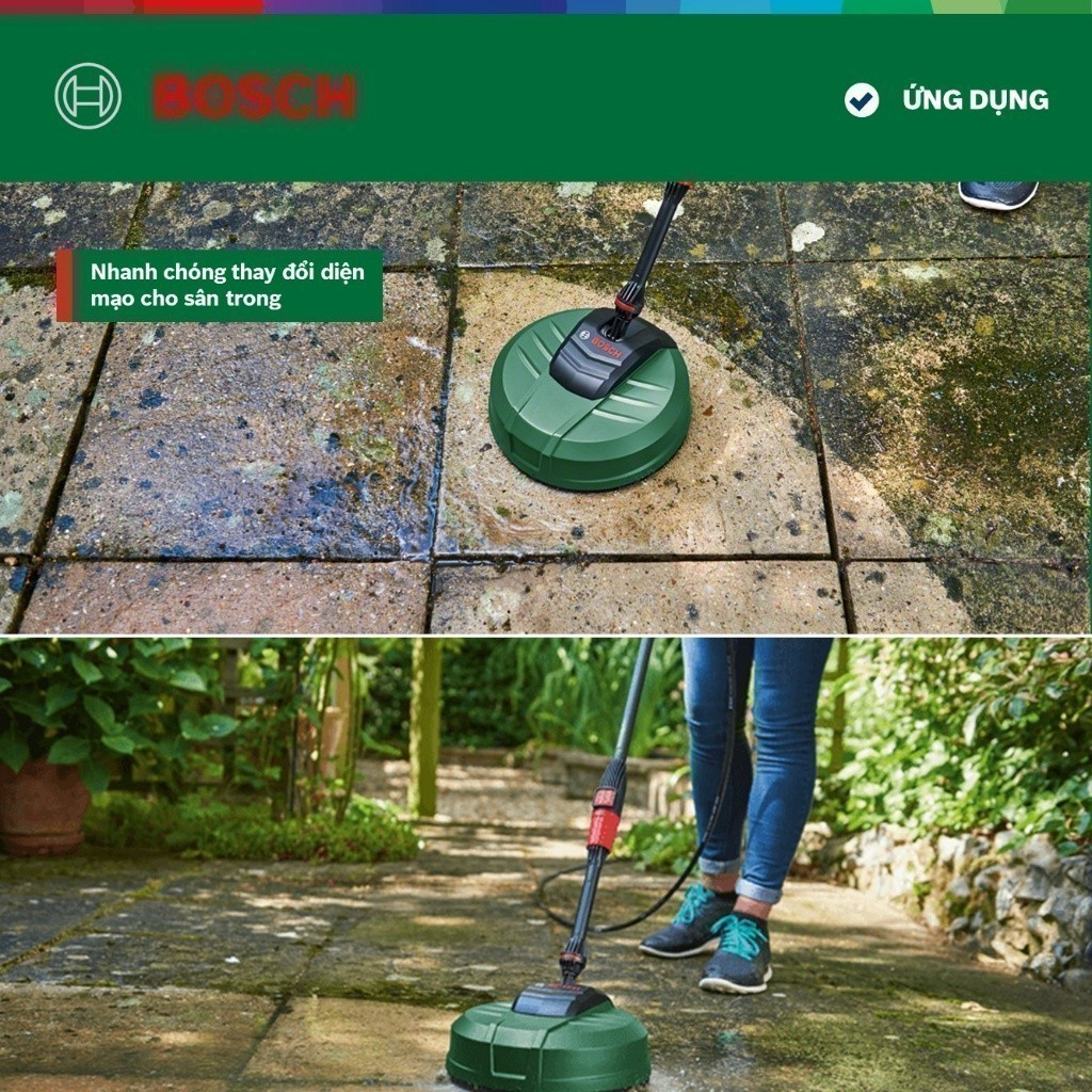 Máy phun xịt rửa Bosch Universal Aquatak 125 kèm Phụ kiện chà rửa sân Aquasurf 250 và Ống nước nối dài Bosch 6m