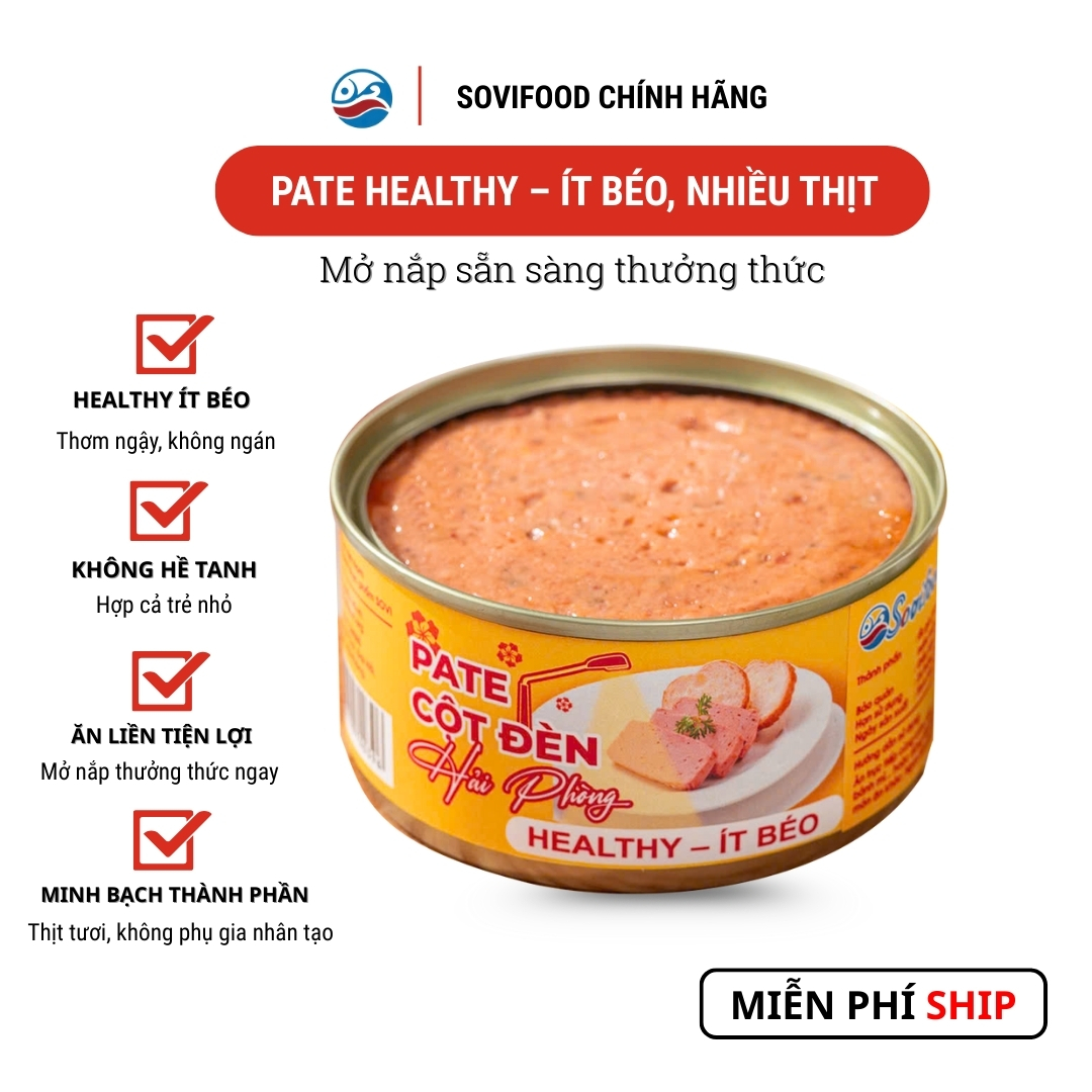 Xách Hộp Quà 3 Lon - Pate Cột Đèn Healthy Sovifood - Ít Béo, Ăn Kiêng Tiện Lợi – 570G