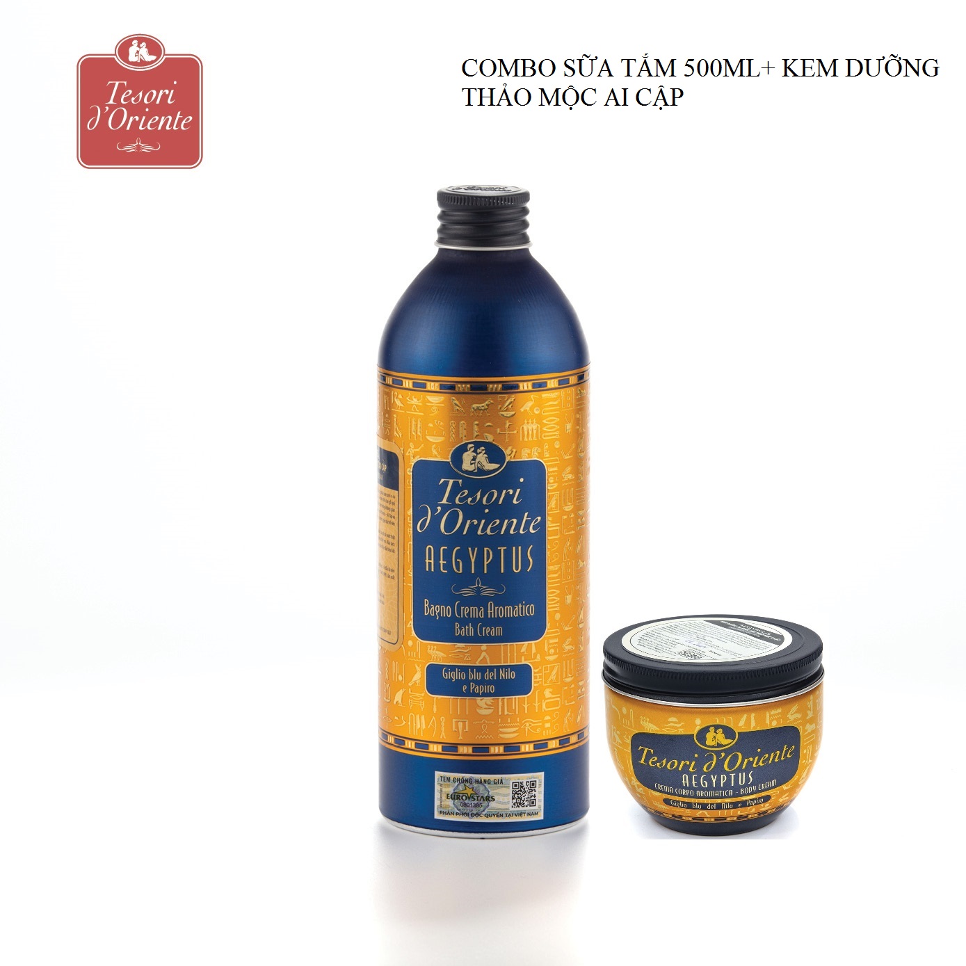 Combo Sữa Tắm Nước Hoa Tesori 500Ml Và Kem Dưỡng Thể Tesori Doriente Ý Chính Hãng - Thảo Mộc Ai Cập