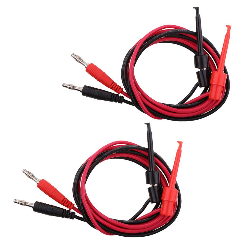 2Sets 1M 4mm Silicone Banana Plug to Test Hook Clip Probe Lead Wire Cable Test Leads Kits