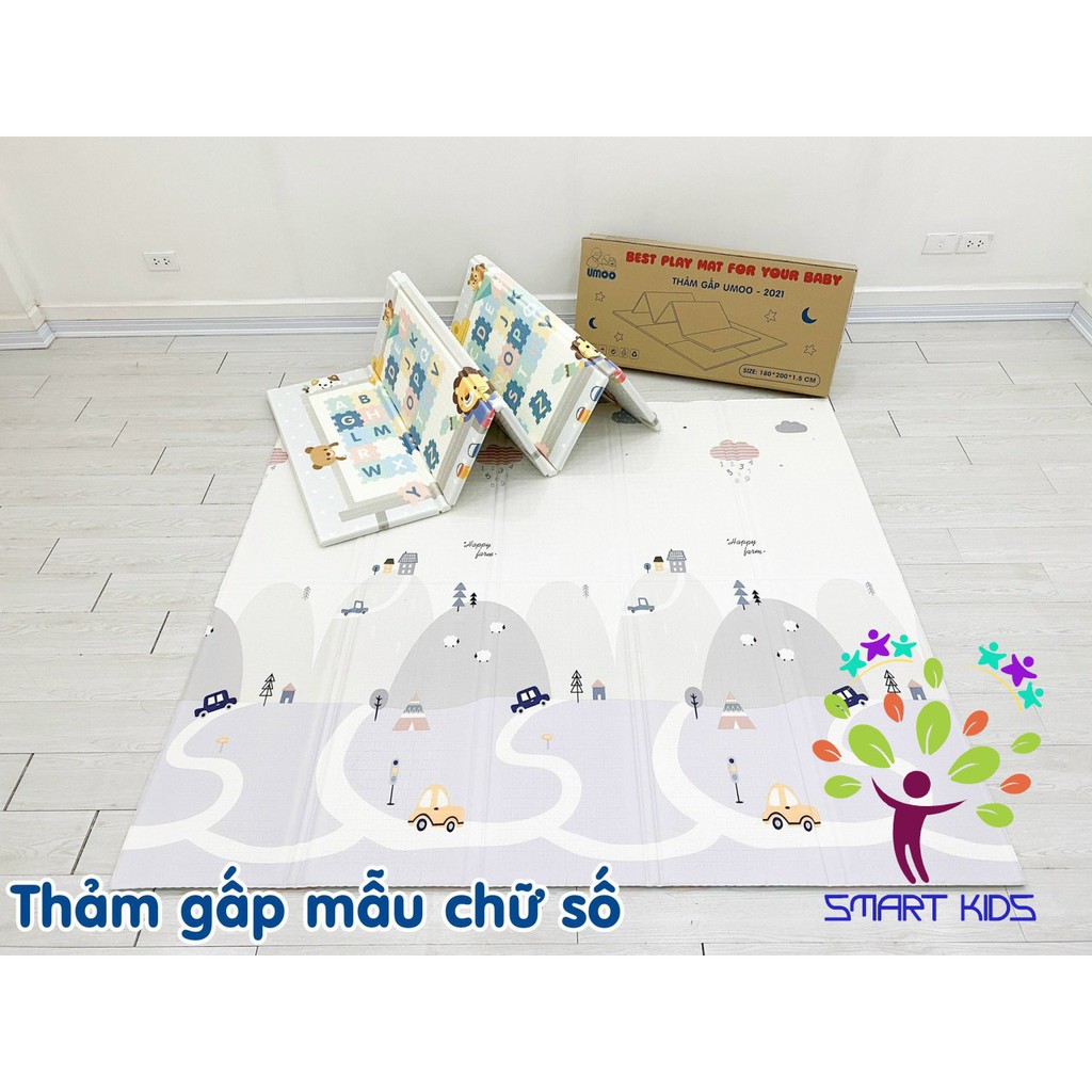 Thảm Chơi Cho Bé Thảm Xốp Gấp Gọn / Cuộn Tròn Umoo Trải Sàn Cho Bé Nằm Tập Bò dày 1.5cm